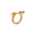 Classic Shining CZ Irregular Rivet 925 Sterling Silver Hoop Earring (SIngle)
