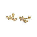 Office Geometry Sectors CZ 925 Sterling Silver Screw Stud Earrings